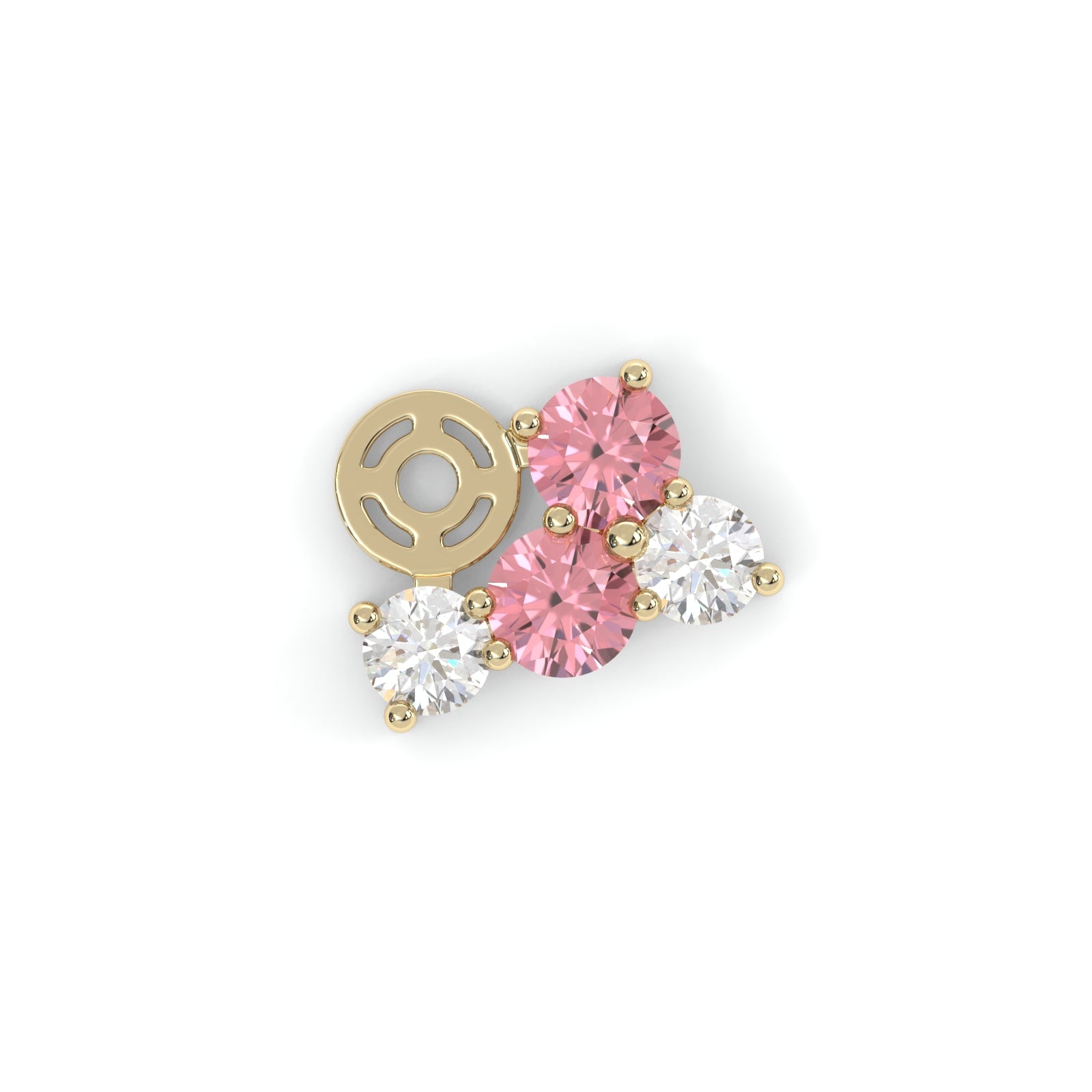 Boucles d'oreilles Bourgeon - Or jaune - Grenat Rhodolite, tourmalines roses et diamants