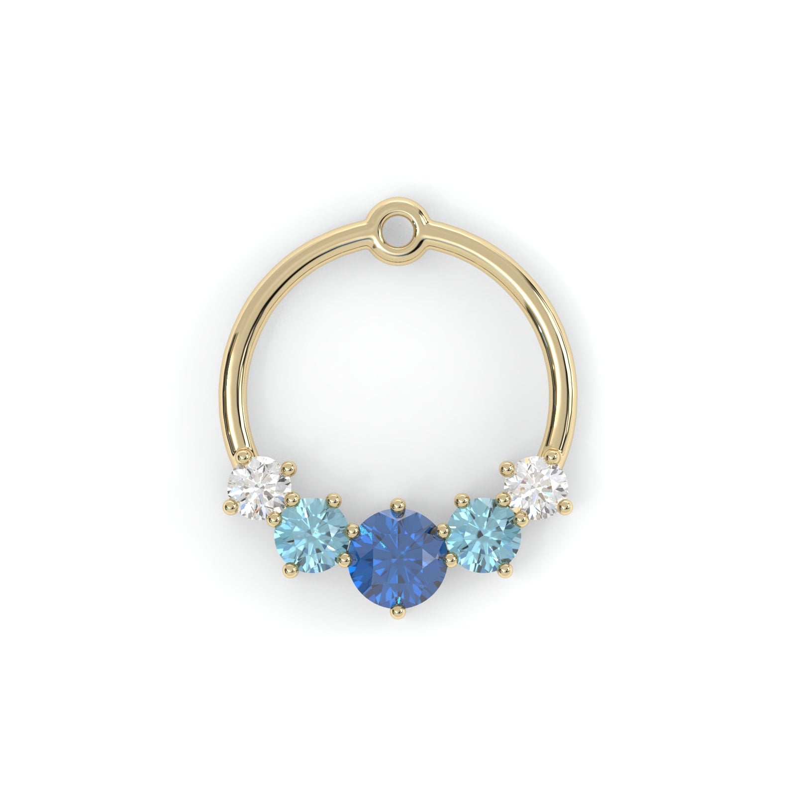 Boucles d'oreilles Couronne - Or jaune - Saphir, aigue-marines et diamants