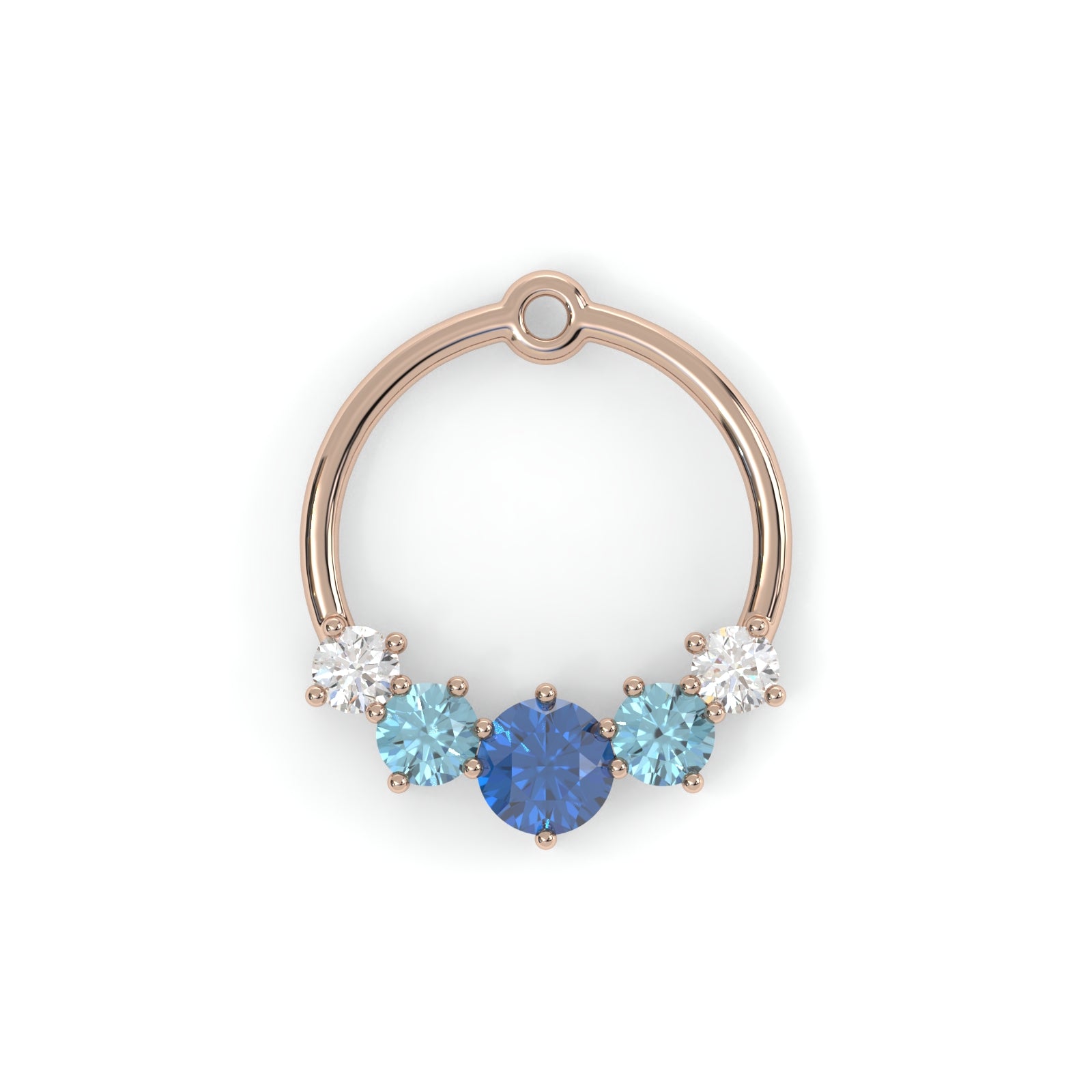 Boucles d'oreilles Couronne - Or rose - Saphir, aigue-marines et diamants