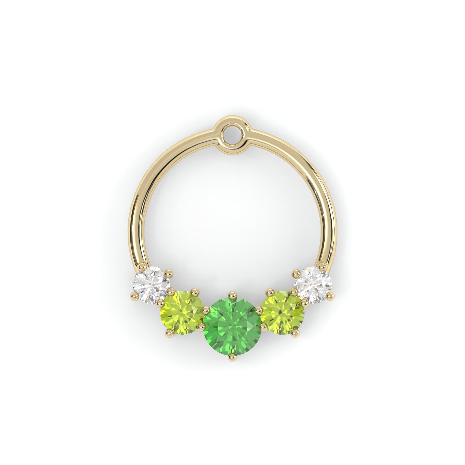 Boucles d'oreilles Couronne - Or jaune - Grenat tsavorite, péridots et diamants