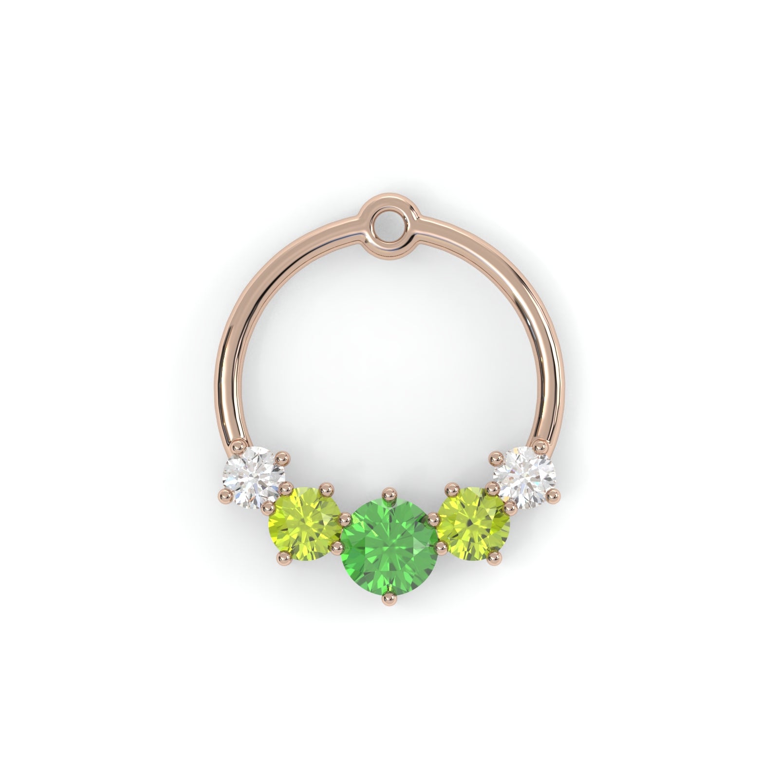 Boucles d'oreilles Couronne - Or rose - Grenat tsavorite, péridots et diamants