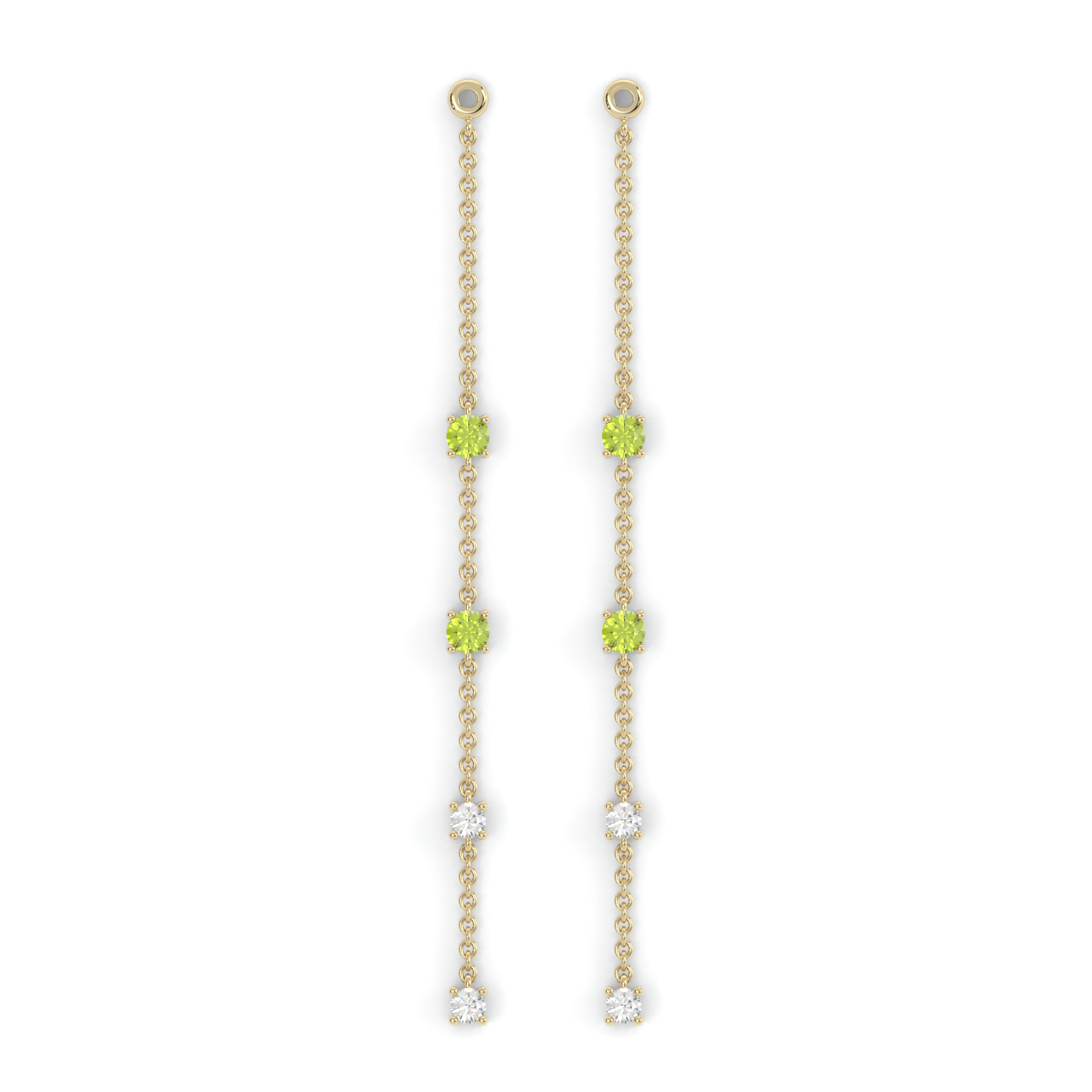 Boucles d'oreilles Floraison Suspendue - Or jaune - Grenat tsavorite, péridots et diamants