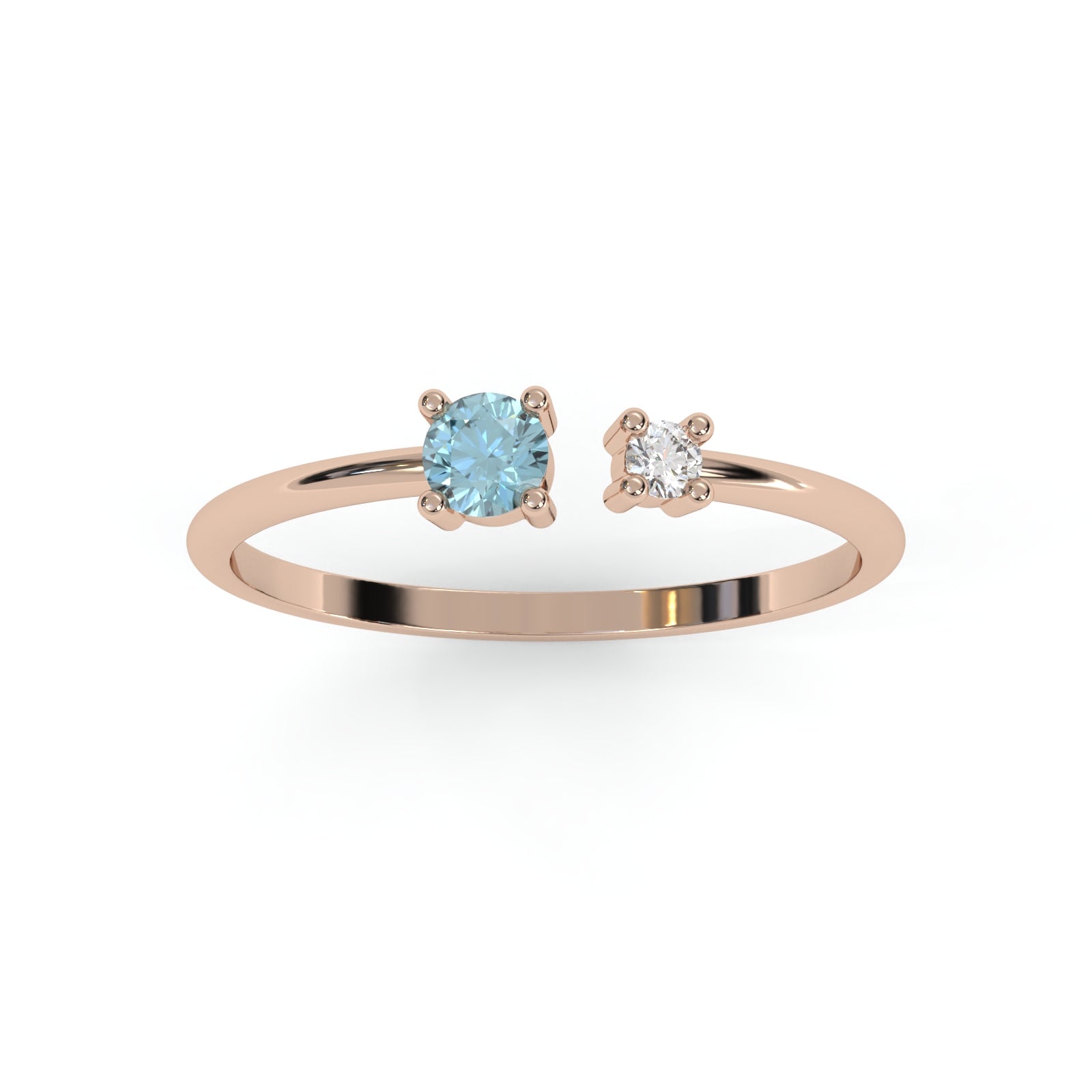 Bague Toi Moi Or Rose recyclé 18kt Aigue-Marine et Diamant