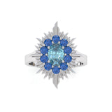 Aura Ring - White Gold - Aquamarine and Sapphires