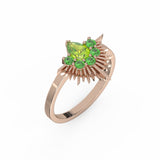 Aura Pear Ring - Pink Gold - Peridot and Tsavorites Garnet