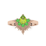 Aura Pear Ring - Pink Gold - Peridot and Tsavorites Garnet