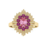 Aura Round Ring - Yellow Gold - Pink Tourmaline and Rhodolite Garnets