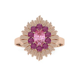 Bague Aura Ronde - Or Rose - Tourmaline rose et Grenats Rhodolites