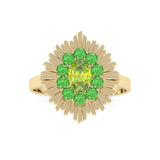 Ring Aura Round - Yellow Gold - Peridot and Tsavorite Garnets