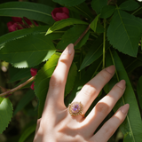 Aura Round Ring - Yellow Gold - Pink Tourmaline and Rhodolite Garnets