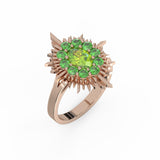Bague Aura - Or Rose - Péridot et Grenats Tsavorites