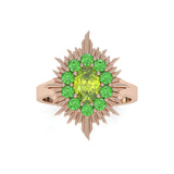 Bague Aura - Or Rose - Péridot et Grenats Tsavorites