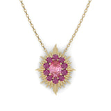 Aura Necklace - Yellow Gold - Pink Tourmaline and Rhodolite Garnets
