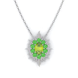 Aura Necklace - White Gold - Peridot and Tsavorite Garnets