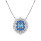 Collier Aura Rond - Or blanc - Aigue-marine et Saphirs