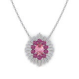 Collier Aura Rond - Or blanc - Tourmaline rose et Grenats Rhodolites