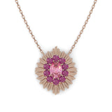 Collier Aura Rond - Or Rose - Tourmaline rose et Grenats Rhodolites