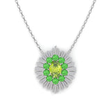 Collier Aura Rond - Or blanc - Péridot et grenats tsavorites
