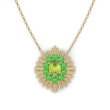 Aura Necklace - Yellow Gold - Peridot and Stavorite Garnets