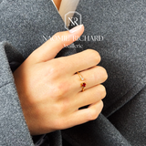 Toi & Moi Ring - Recycled 18kt White Gold - Almandine Garnet and Diamond