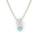 Necklace Cascade - Pink Gold Recycled 18kt - Aquamarine and Diamonds