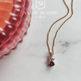 Pendentif Cascade - Or Jaune recyclé 18kt - Grenat Rhodolite et Diamants