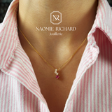 Pendentif Cascade - Or Blanc recyclé 18kt - Tourmaline rose et Diamants