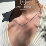 Collier Toi & Moi - Or Rose recyclé 18kt - Aigue-Marine et Diamant