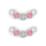 Boucles d'oreilles Brindille - Or blanc - Grenat Rhodolite, tourmalines roses et diamants