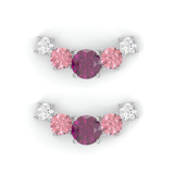 Boucles d'oreilles Brindille - Or blanc - Grenat Rhodolite, tourmalines roses et diamants
