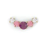 Boucles d'oreilles Brindille - Or jaune - Grenat Rhodolite, tourmalines roses et diamants