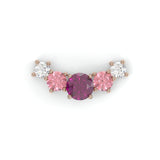 Boucles d'oreilles Brindille - Or rose - Grenat Rhodolite, tourmalines roses et diamants