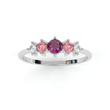 Eclosion Ring - White gold - Rhodolite garnet, pink tourmalines and diamonds