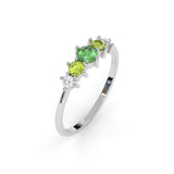 Eclosion ring - White gold - Tsavorite garnet, peridots and diamonds