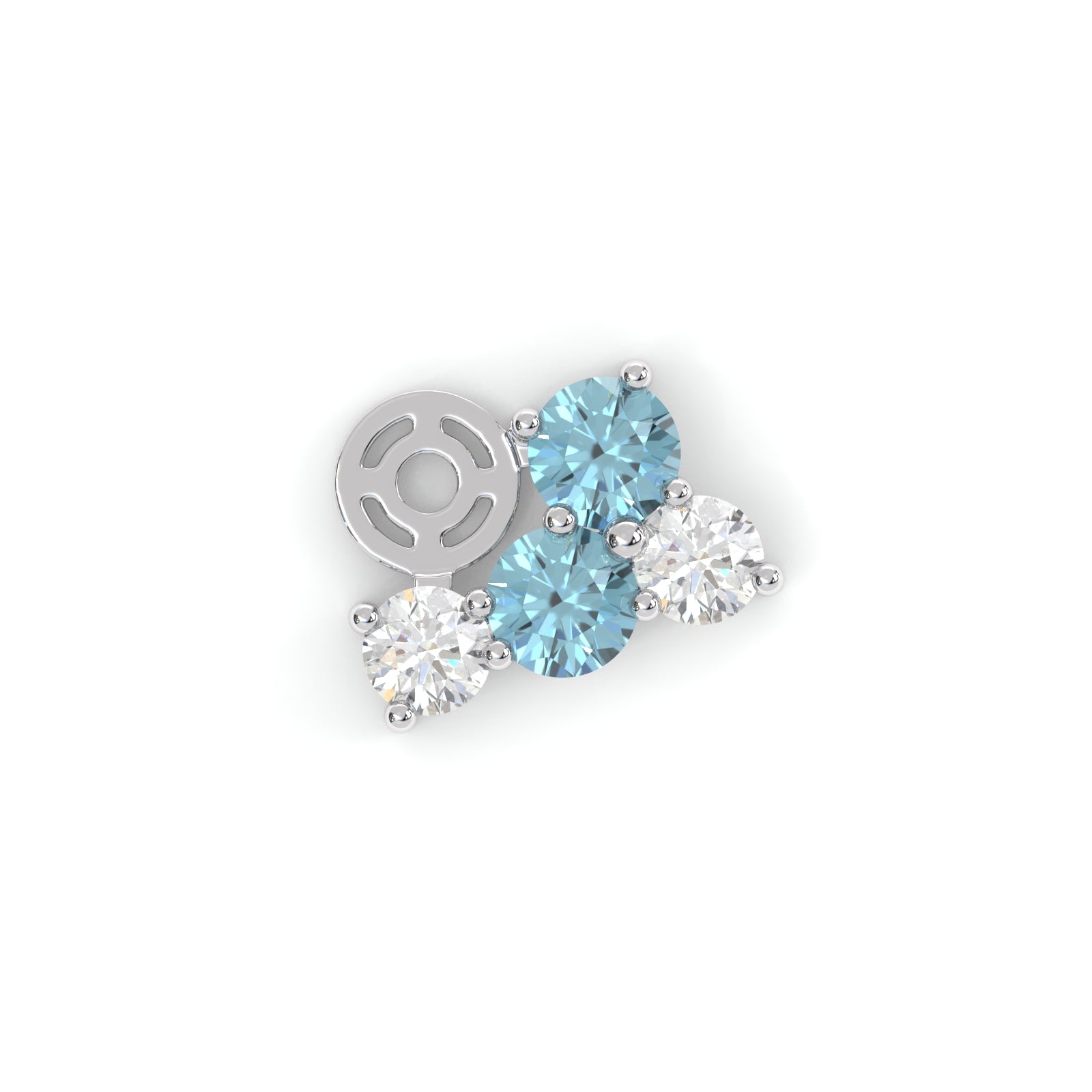 Boucles d'oreilles Bourgeon - Or blanc - Saphir, aigue-marines et diamants