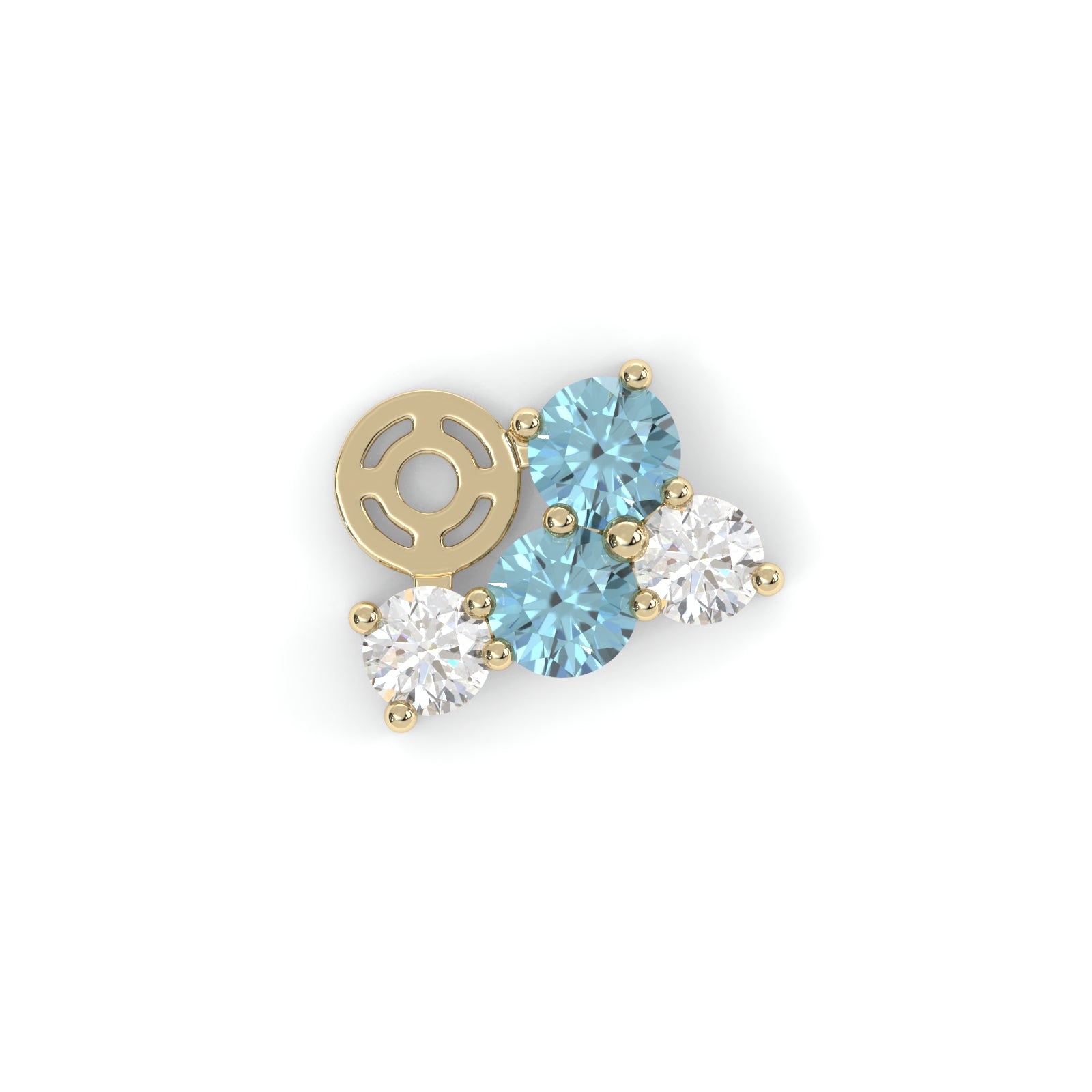 Boucles d'oreilles Bourgeon - Or jaune - Saphir, aigue-marines et diamants