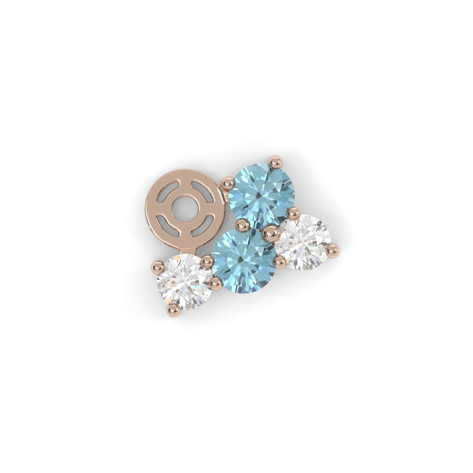 Boucles d'oreilles Bourgeon - Or rose - Saphir, aigue-marines et diamants