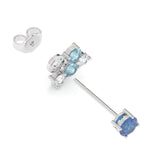 Bourgeon Earrings - White Gold - Sapphire, Aquamarines, and Diamonds
