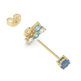 Boucles d'oreilles Bourgeon - Or jaune - Saphir, aigue-marines et diamants