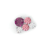 Boucles d'oreilles Bourgeon - Or blanc - Grenat Rhodolite, tourmalines roses et diamants
