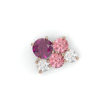 Boucles d'oreilles Bourgeon - Or rose - Grenat Rhodolite, tourmalines roses et diamants
