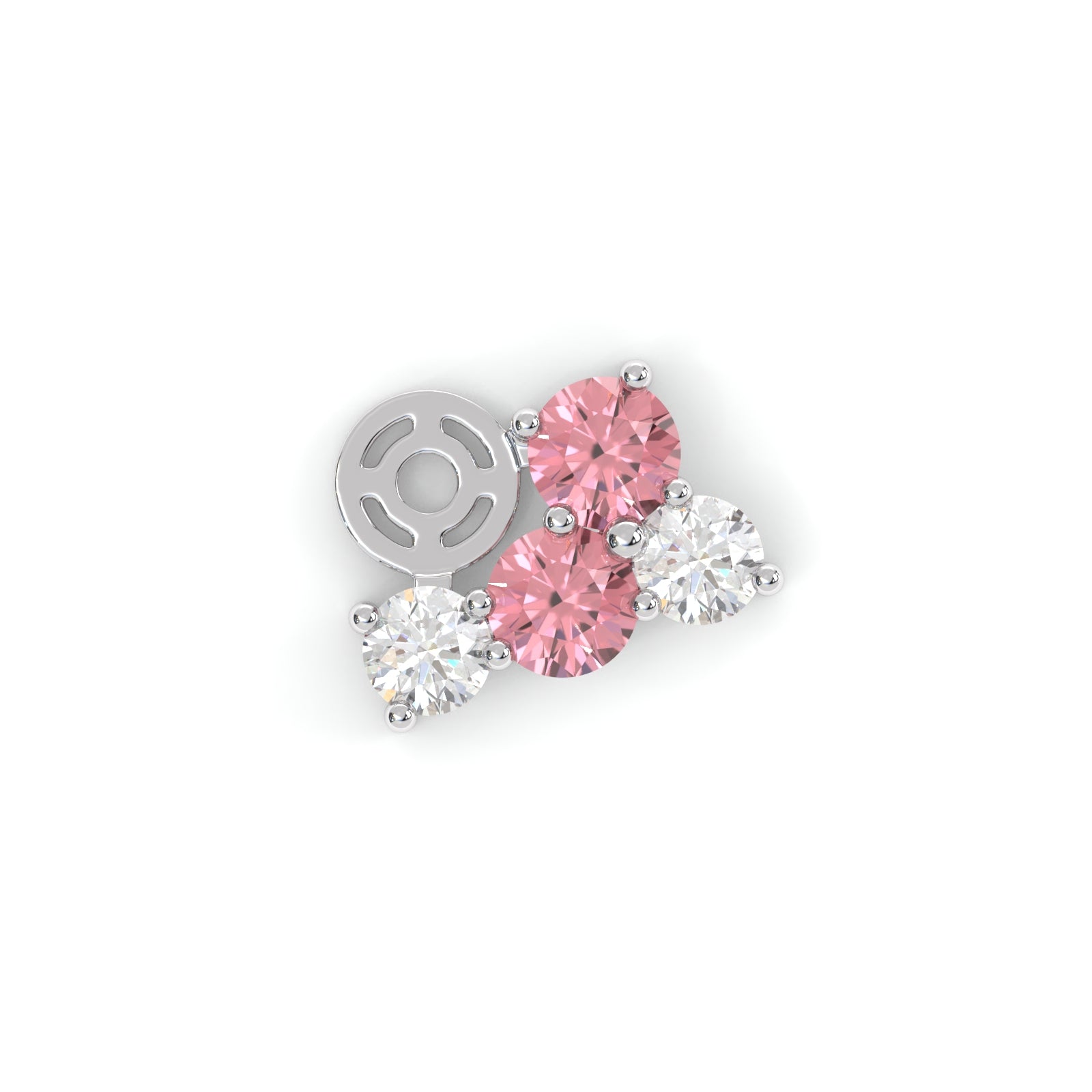 Boucles d'oreilles Bourgeon - Or blanc - Grenat Rhodolite, tourmalines roses et diamants