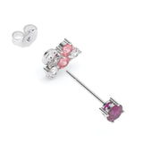 Boucles d'oreilles Bourgeon - Or blanc - Grenat Rhodolite, tourmalines roses et diamants
