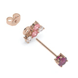 Boucles d'oreilles Bourgeon - Or rose - Grenat Rhodolite, tourmalines roses et diamants