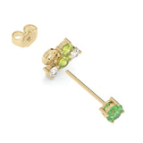 Boucles d'oreilles Bourgeon - Or jaune - Grenat tsavorite, péridots et diamants