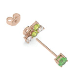 Boucles d'oreilles Bourgeon - Or rose - Grenat tsavorite, péridots et diamants