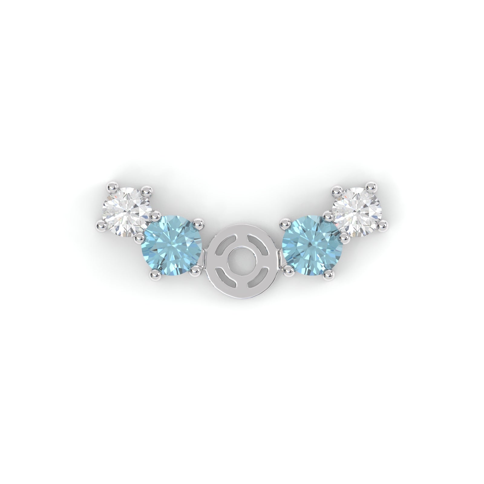 Boucles d'oreilles Brindille - Or blanc - Saphir, aigue-marines et diamants