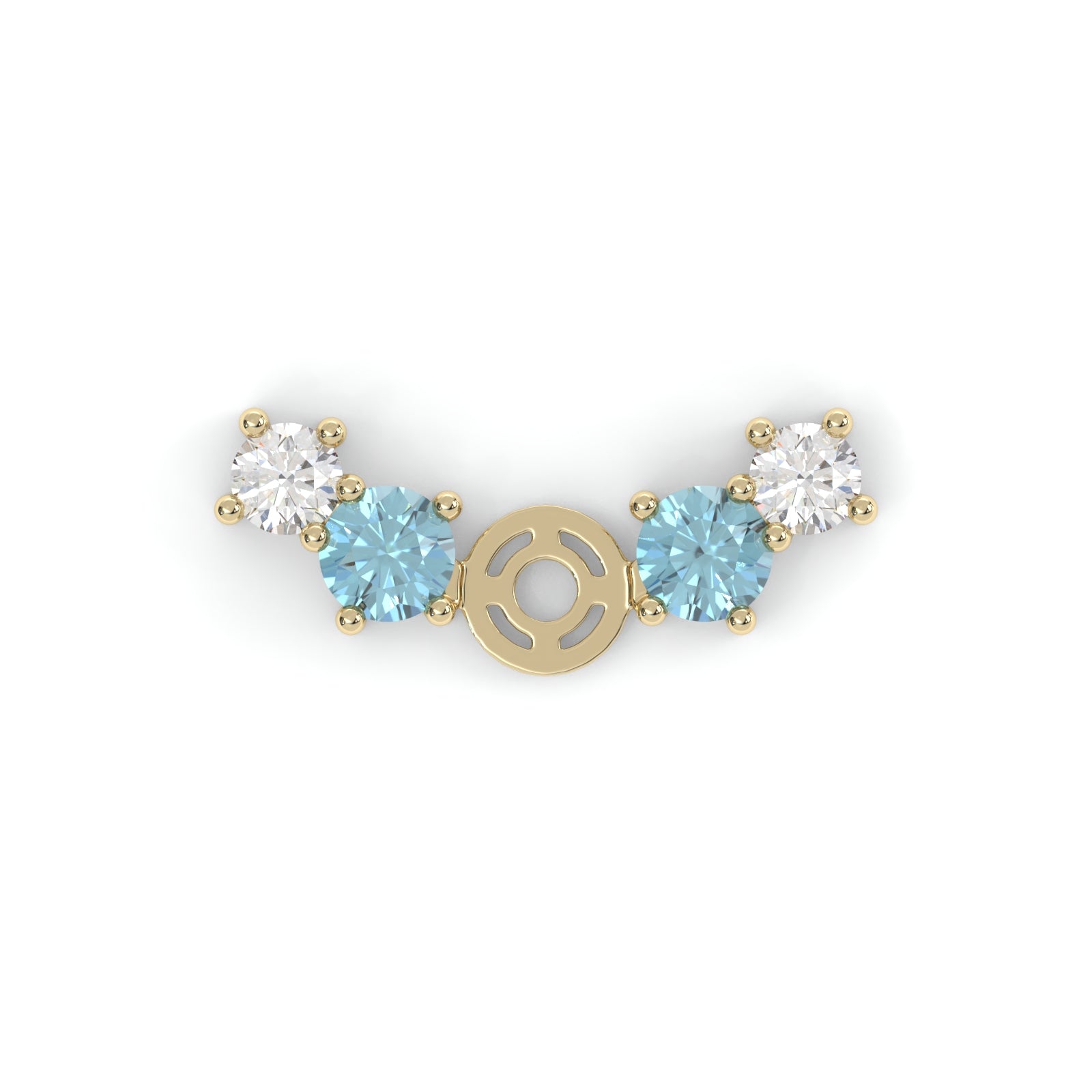 Boucles d'oreilles Brindille - Or jaune - Saphir, aigue-marines et diamants