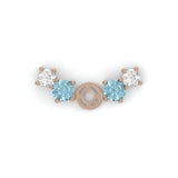 Brindille Earrings - Pink Gold - Sapphire, Aquamarines, and Diamonds