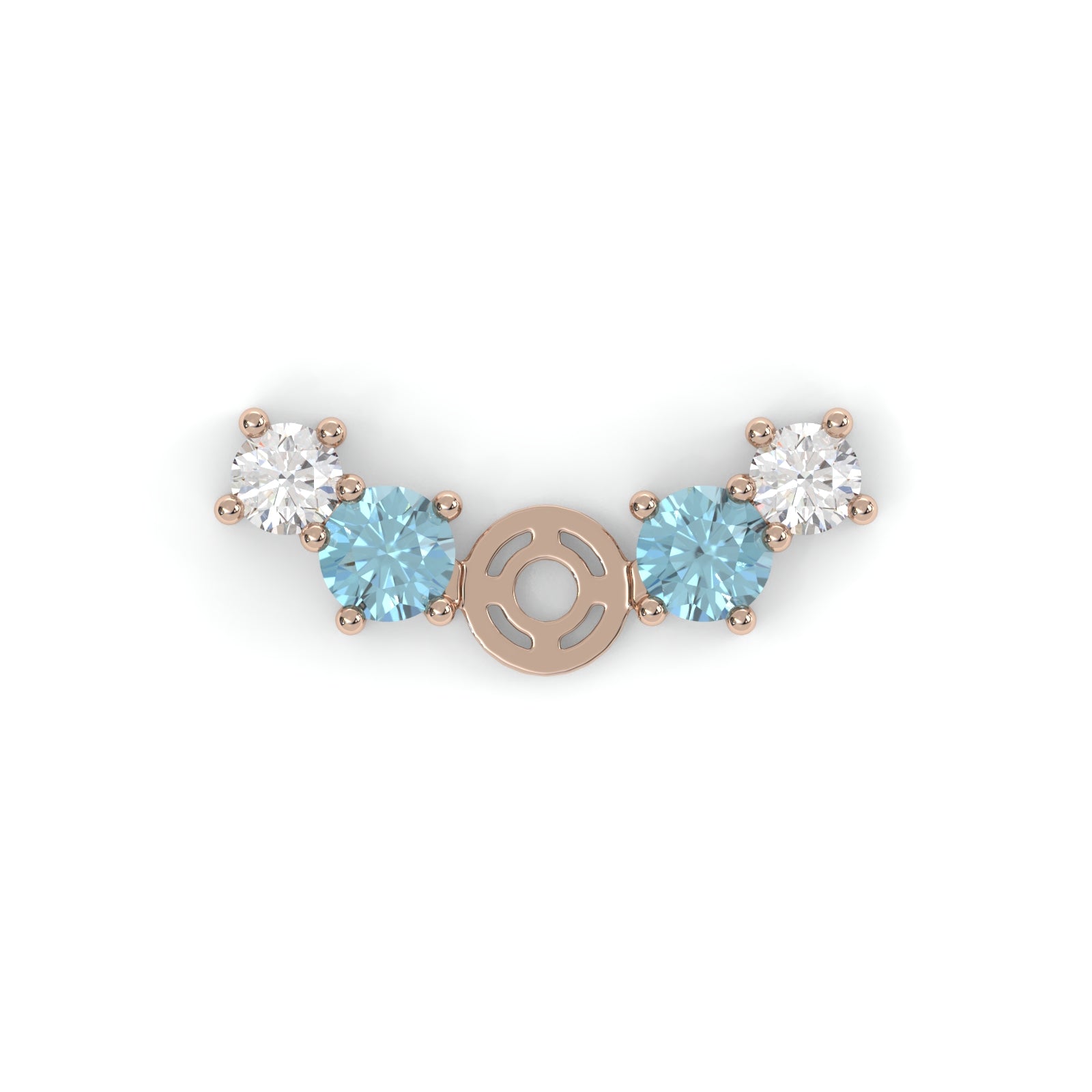 Boucles d'oreilles Brindille - Or rose - Saphir, aigue-marines et diamants